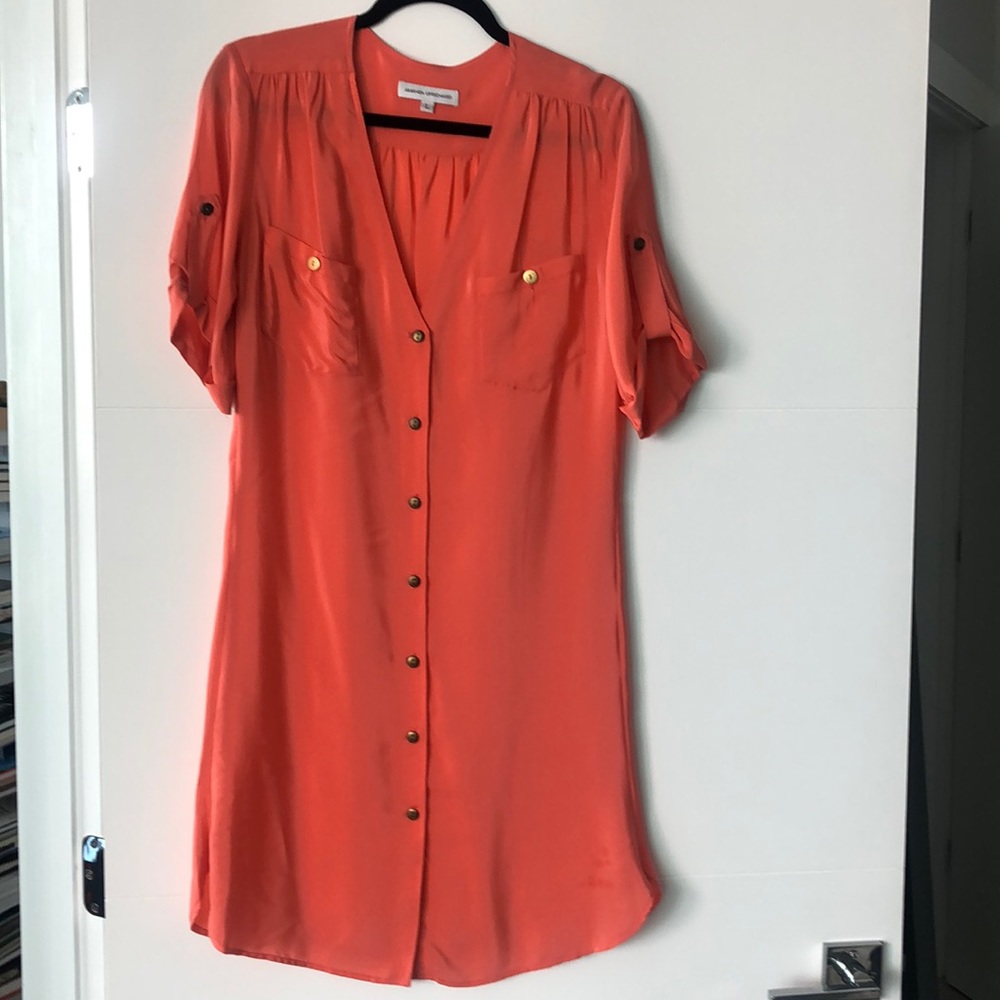 AMANDA UPRICHARD coral silk dress Size M